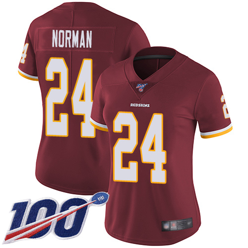 Washington Redskins Limited Burgundy Red Women Josh Norman Home Jersey NFL Football #24 100th